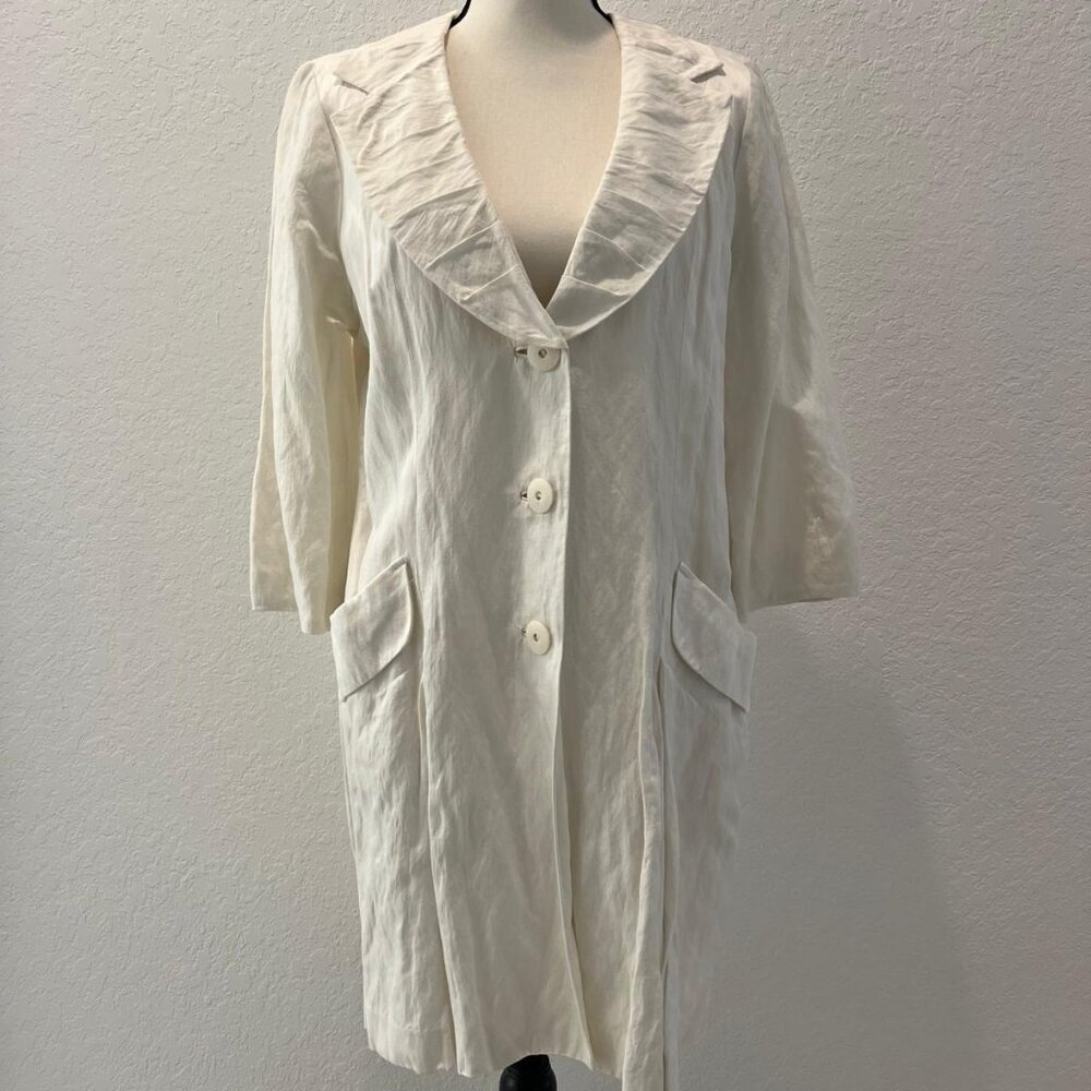 CAbi #405 Ivory Artist Long Line Jacket - Large